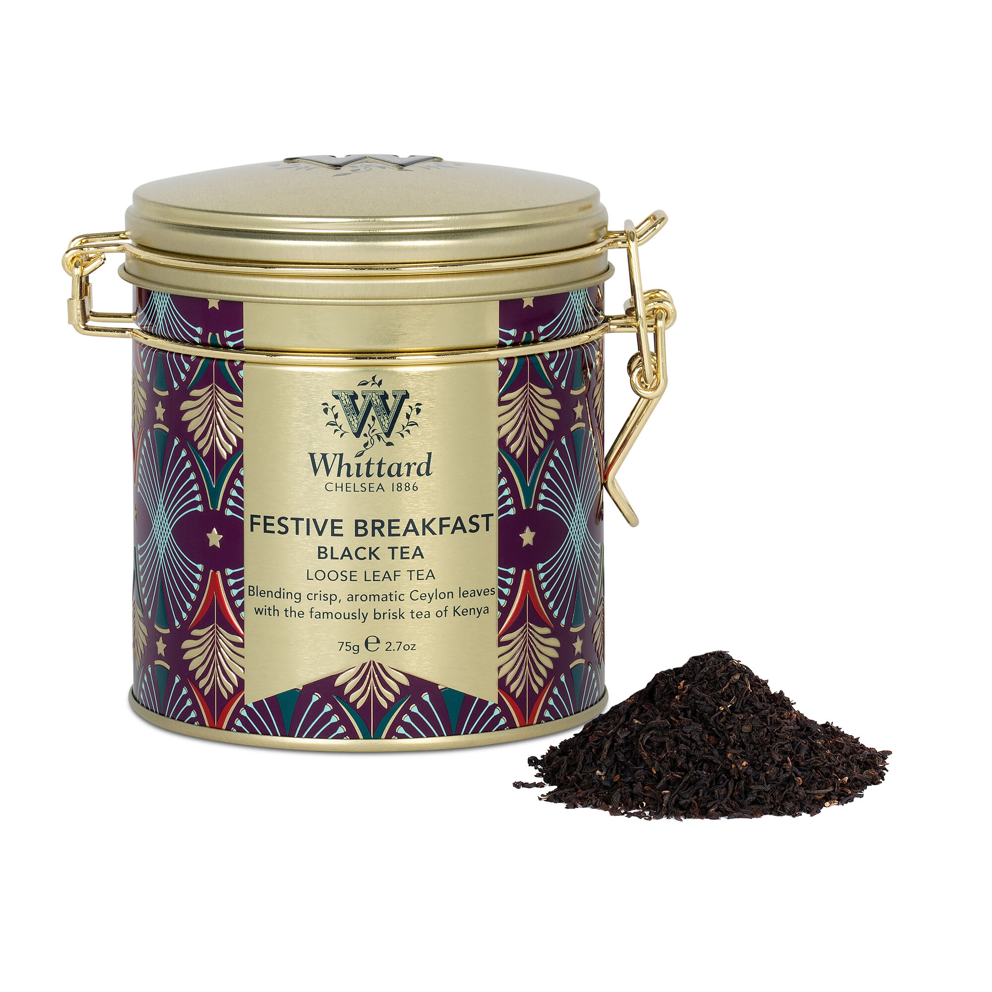 Festive Breakfast Tea Clip Top Tin| Whittard of Chelsea
