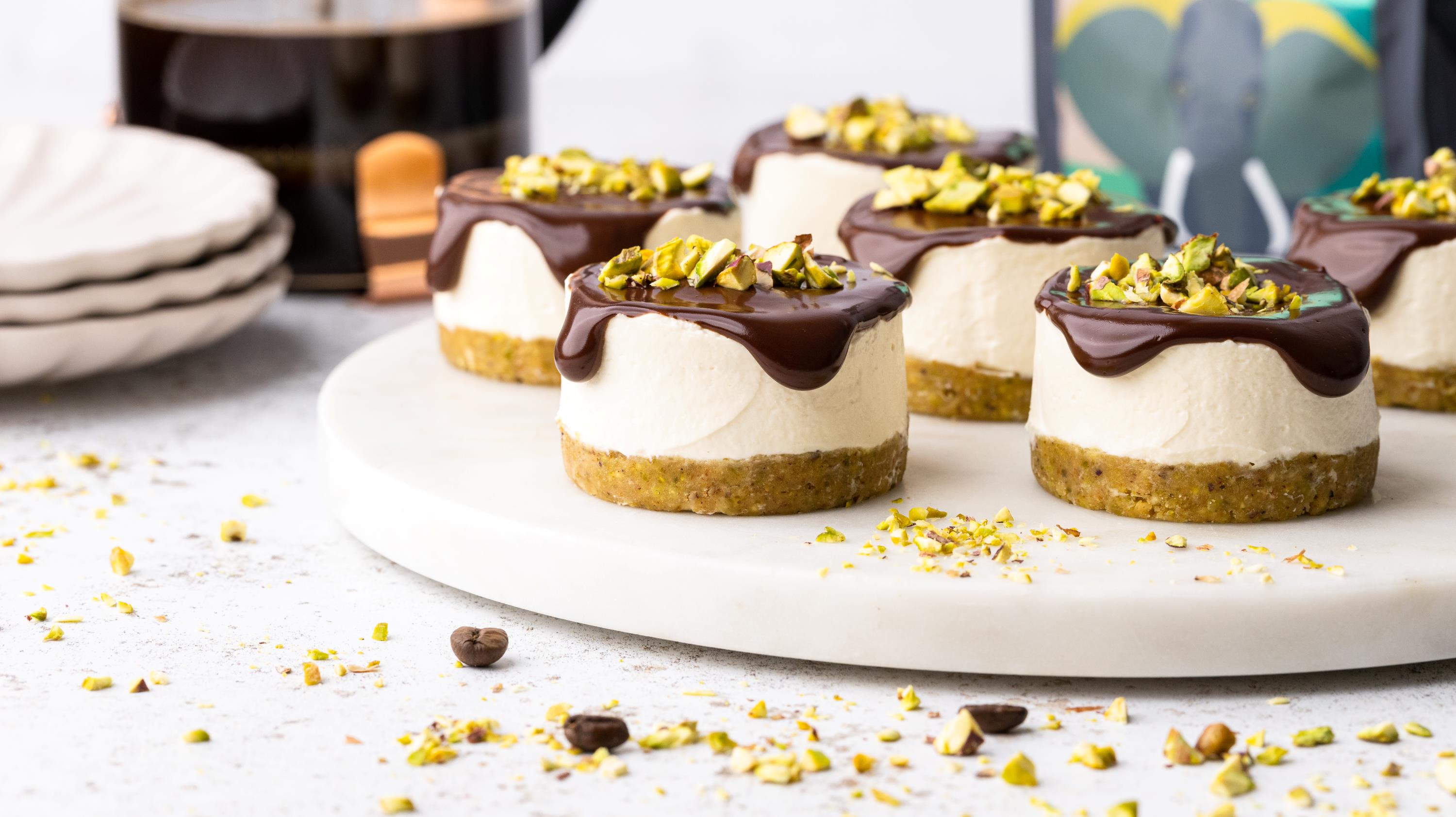 Mini Pistachio and Coffee Cheesecake recipe