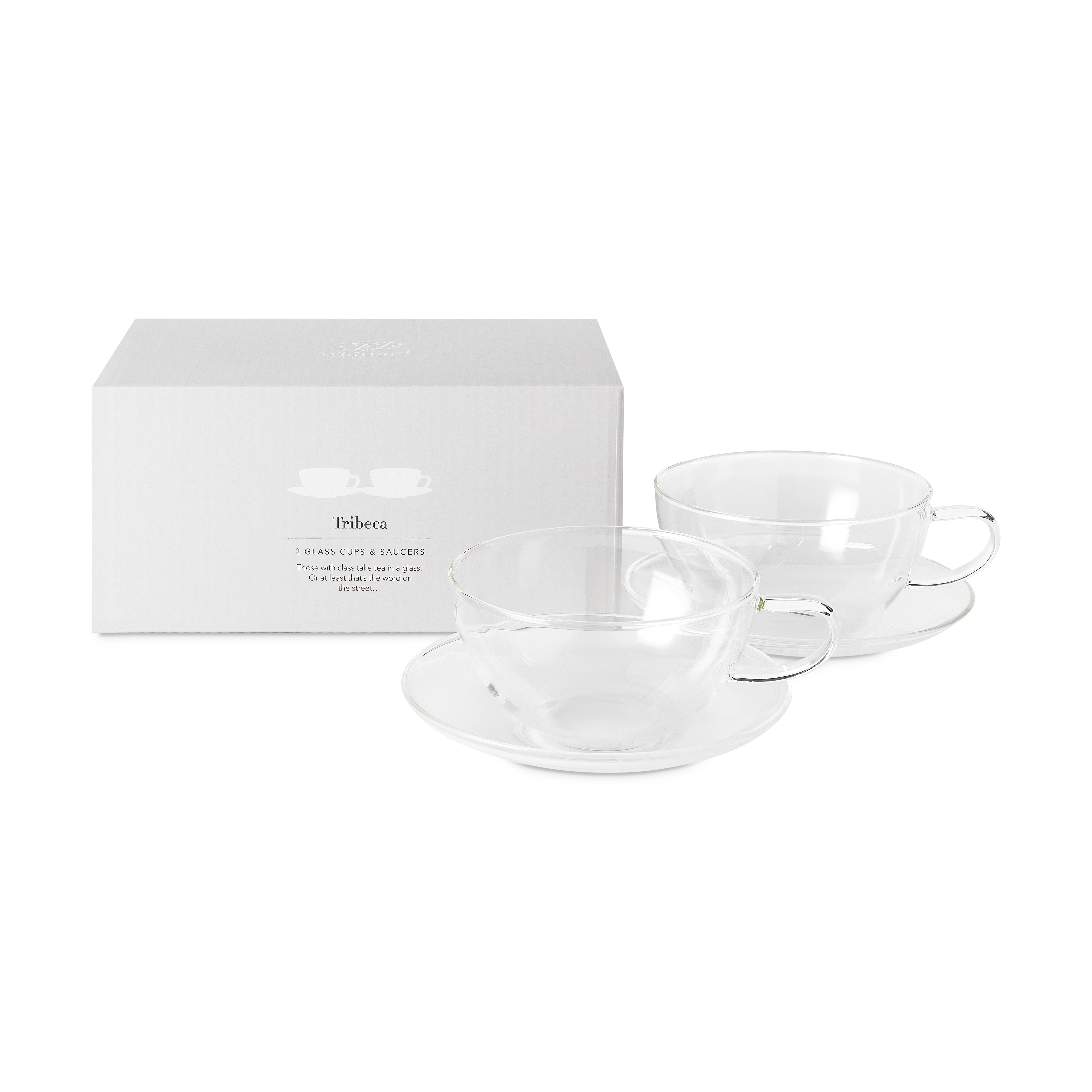 Tribeca Glass Cups and Saucers Whittard of Chelsea